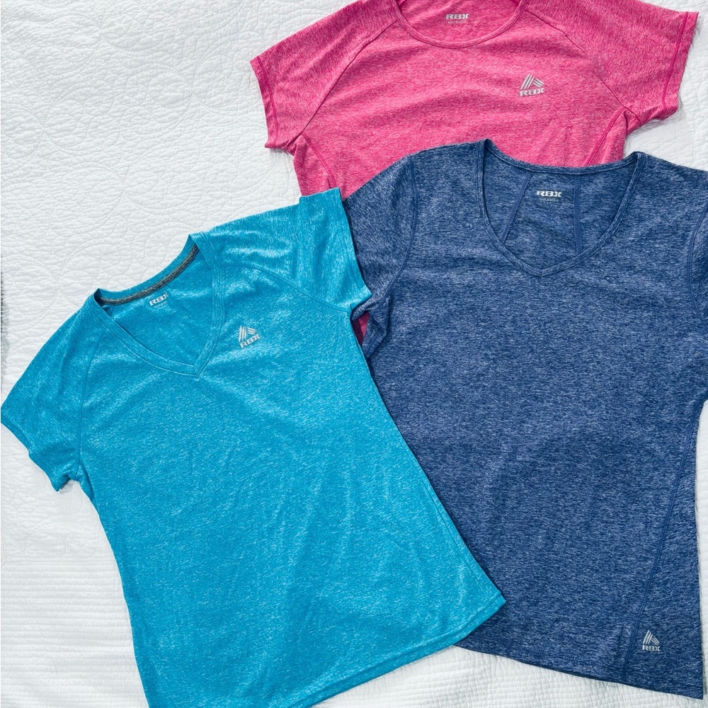RBX Women's V-Neck Activewear Tops - Pink, Turquoise & Purple!
